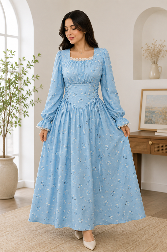 سفارش دوخت/پیراهن عروسکی جنس کرپ فلور کد A04